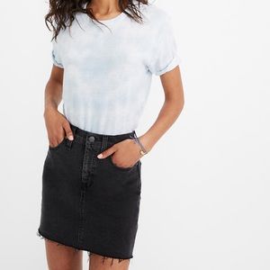 Stretch Denim Straight Mini Skirt in Ashcraft Wash